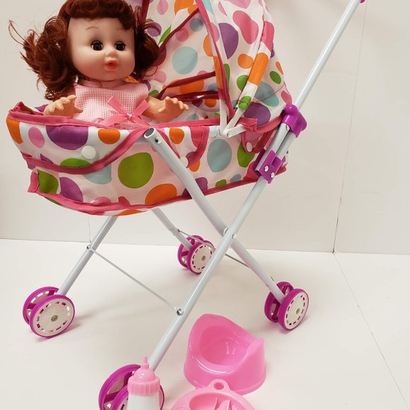 New Doll Pram with 16" Doll and Accessories - Picture 10 of 16